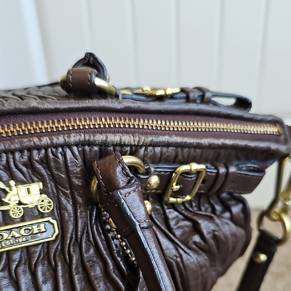 Coach 2011 Madison Gathered Leather Sophia Satchel Chocolate Brown - Picture 11 of 13